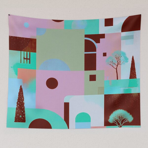 Item preview, Modern Geometric Garden – Art Deco Landscape Illustration designed and sold by joycrysstudio.