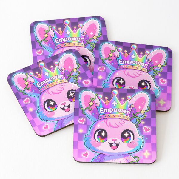 Item preview, Empowering Neon Bunny - Women's Day Kawaii Glitch Art designed and sold by GlitchyBunnyBB.