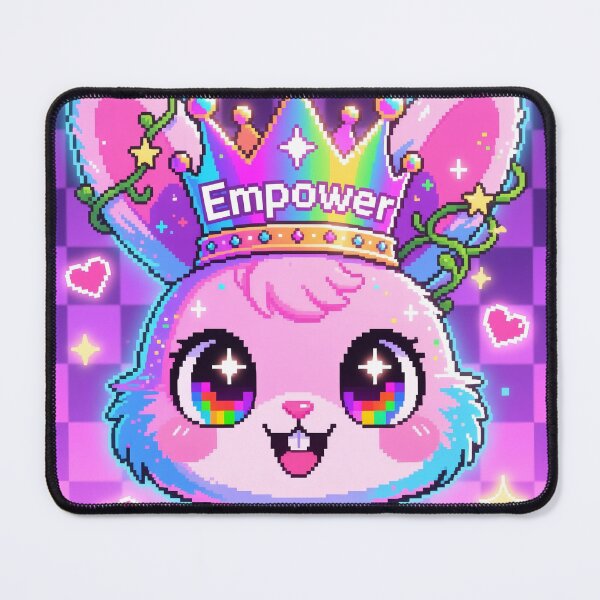 Item preview, Empowering Neon Bunny - Women's Day Kawaii Glitch Art designed and sold by GlitchyBunnyBB.