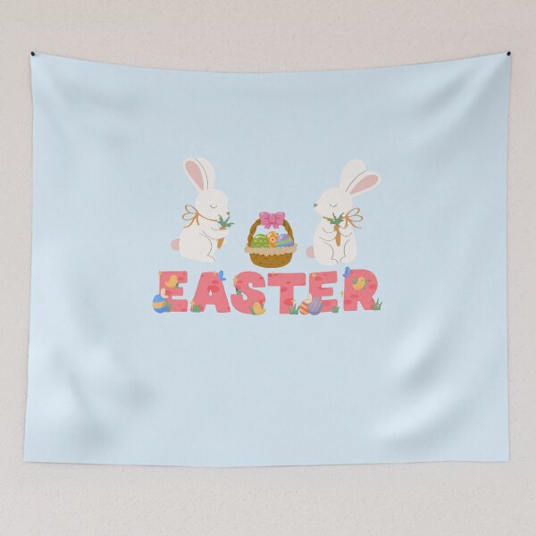 Item preview, Cute Two Bunnies with Easter Basket - Festive Holiday Rabbit Graphic - Happy Easter 2026 designed and sold by Akira Design Store.