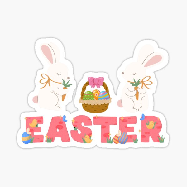 Item preview, Cute Two Bunnies with Easter Basket - Festive Holiday Rabbit Graphic - Happy Easter 2026 designed and sold by Akira Design Store.
