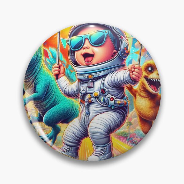 Item preview, Baby Skateboard Adventure with Astronaut, T-Rex & Raccoon designed and sold by Mitaudesign.