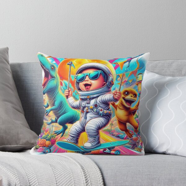 Item preview, Baby Skateboard Adventure with Astronaut, T-Rex & Raccoon designed and sold by Mitaudesign.