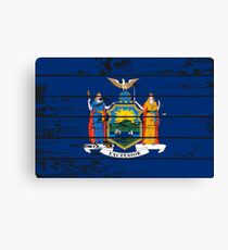 FLAG OF NEW YORK - POPULAR WOOD OVERLAY DISTRESS FLAG DESIGN Canvas Print