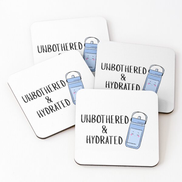 Item preview,  Unbothered & Hydrated Kawaii Water Bottle Sticker | Cute Self Care Sticker | Aesthetic Laptop Decal | Funny Quote Sticker designed and sold by avaxashop.