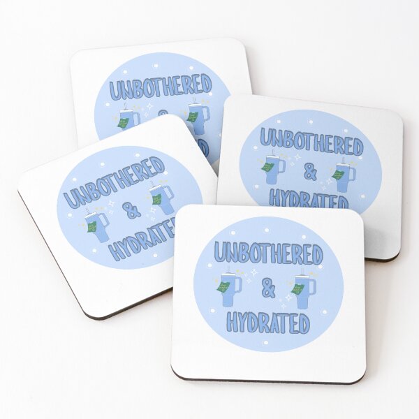 Item preview,  Unbothered & Hydrated Kawaii Water Bottle Sticker | Cute Self Care Sticker | Aesthetic Laptop Decal | Funny Quote Sticker designed and sold by avaxashop.