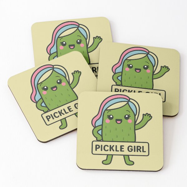 Item preview, Cute Pickle Girl Cartoon – Funny Pickle Lover Design, Kawaii Pickle Character Sticker, Pickle Lover Gift designed and sold by Basma Designs | Retro, Kawaii Shirts & Stickers.
