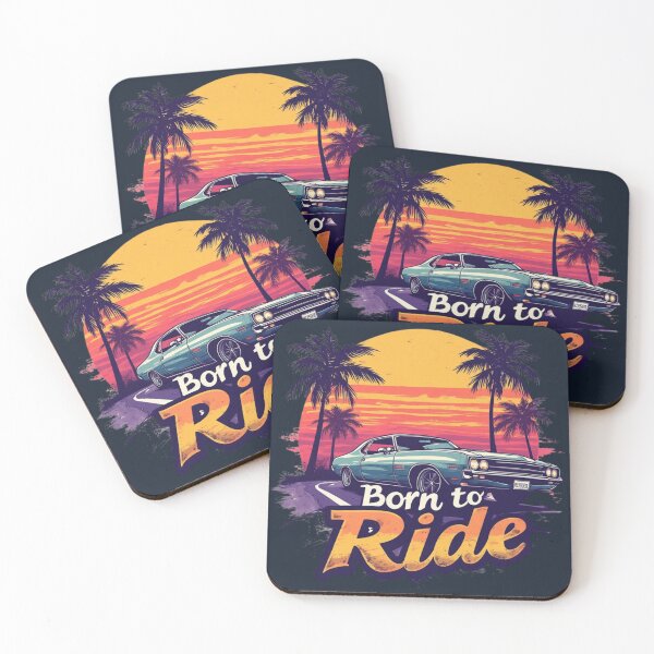 Item preview, Retro Sunset Highway – Born to Ride Vintage Muscle Car designed and sold by tareankush.