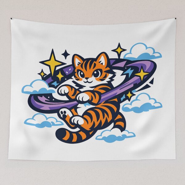 Item preview, Cute Cosmic Tiger Floating in Space designed and sold by SidTastic .