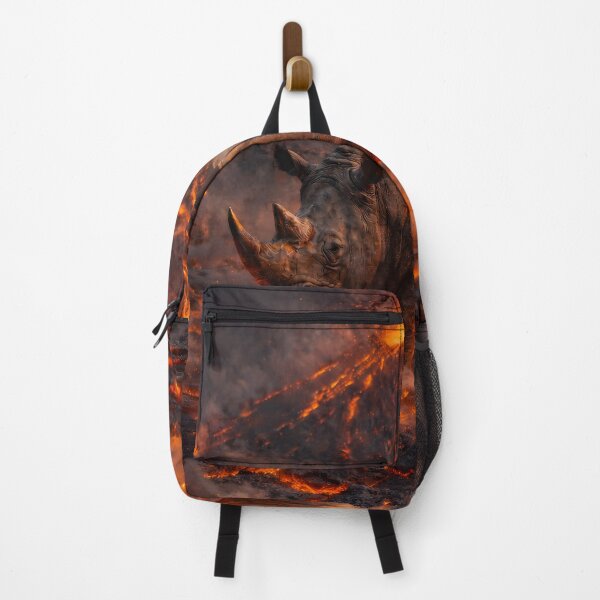 Item preview, Rhino on Lava – Surreal Volcano Wildlife Wall Art | Climate Paradox designed and sold by frankseebald.