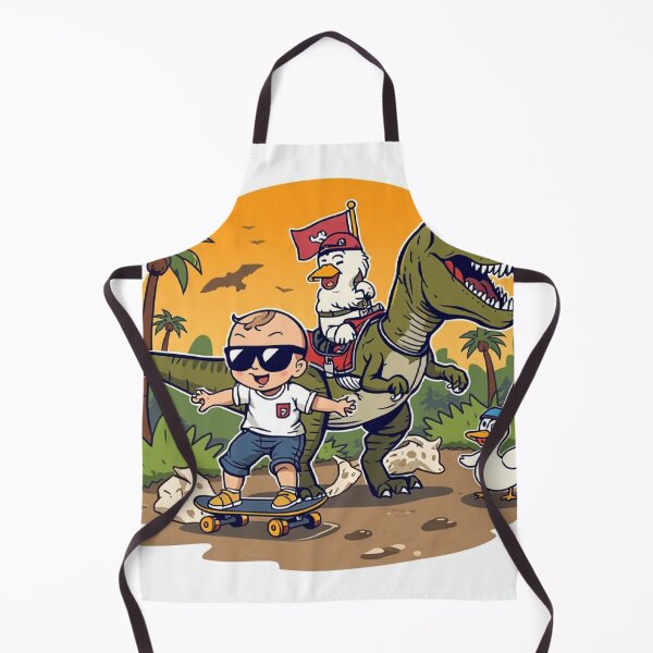 Item preview, Baby Skateboard Adventure with T-Rex Riding Dog & Flag Duck designed and sold by Mitaudesign.