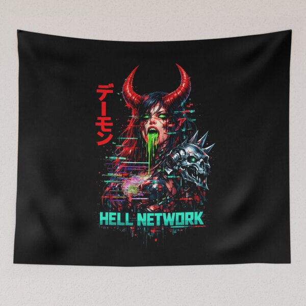 Item preview, Cyber Demon Glitch Art – Dark Futuristic Horror Demon Girl  designed and sold by SidTastic .