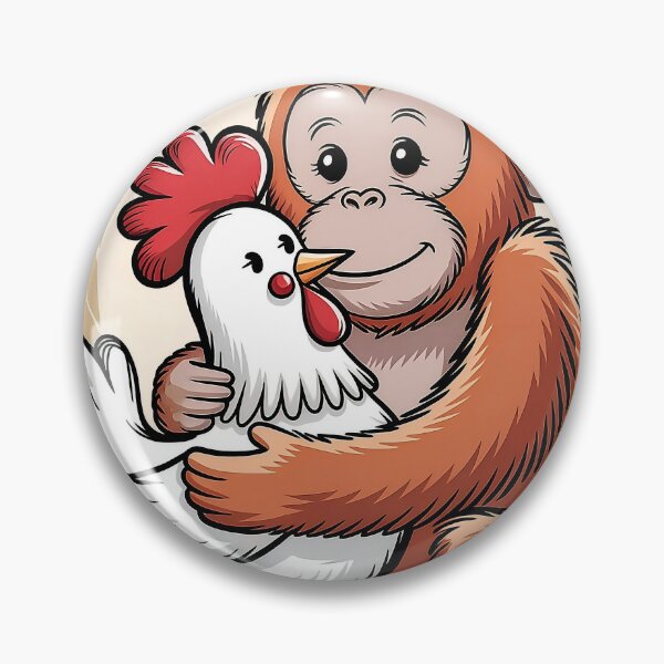 Item preview, Orangutan Hugging Frizzle Chicken - Playful Children's Doodle Art designed and sold by Pro AguiZoul Art.