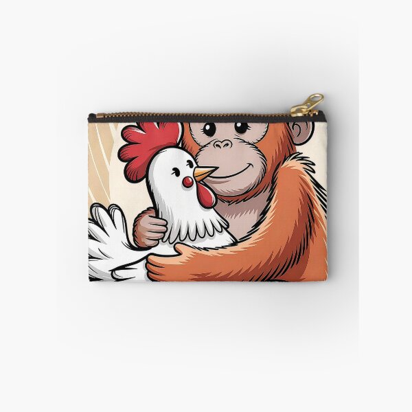 Item preview, Orangutan Hugging Frizzle Chicken - Playful Children's Doodle Art designed and sold by Pro AguiZoul Art.