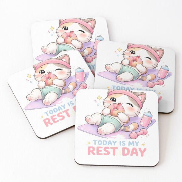 Item preview, Rest Day Kawaii Cat – Cute Fitness Donut Sticker designed and sold by les3cerises.