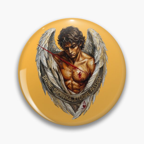 Item preview, Golden Winged Angel - Divine Sacrifice, Eternal Passion - Impasto Gothic Art designed and sold by Italian Ink Studio.