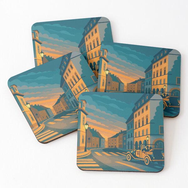 Item preview, Prague - Sunset Street with Vintage Car designed and sold by darekkocurek.