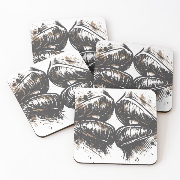 Item preview, A powerful visual of two lips about to kiss, captured in a gritty brush style. The distressed textures create a dramatic romantic streetwear aesthetic designed and sold by Dejbar.