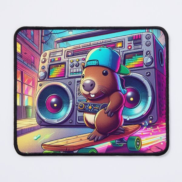 Item preview, Capybara Skateboard Street Party with DJ Astronaut designed and sold by Mitaudesign.