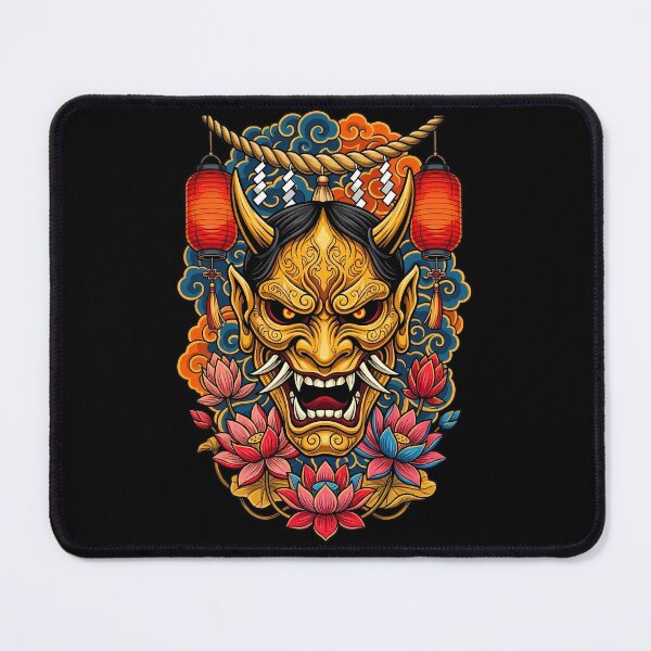 Item preview, Golden Hannya Warrior Mask With Lotus And Shimenawa Ropes designed and sold by Tong4130.