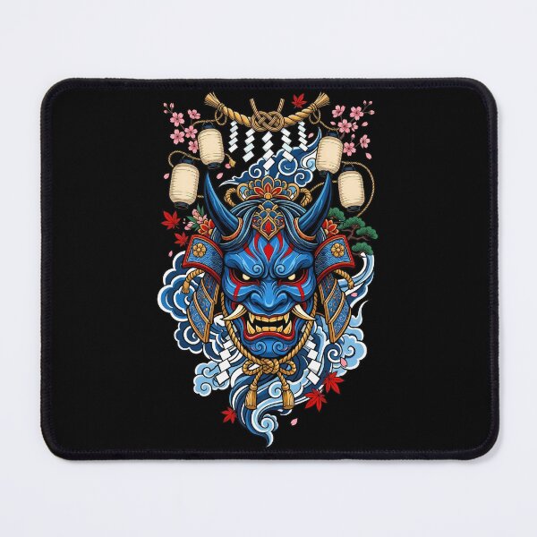 Item preview, Blue Yokai Warrior Mask With Traditional Ropes And Clouds designed and sold by Tong4130.