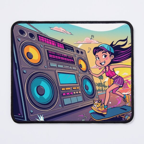 Item preview, Happy Skate Girl Street Party with DJ Cat & Boombox designed and sold by Mitaudesign.