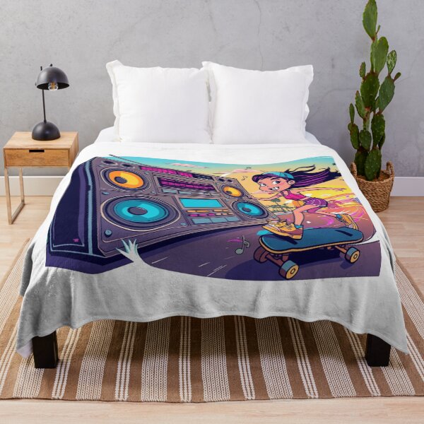 Item preview, Happy Skate Girl Street Party with DJ Cat & Boombox designed and sold by Mitaudesign.