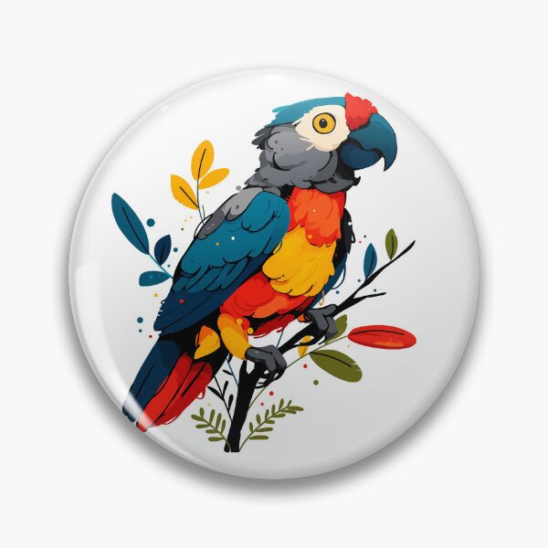 Item preview, Colorful Macaw Parrot on Branch - Vibrant Tropical Bird Art Print designed and sold by DesignArtist.ia.