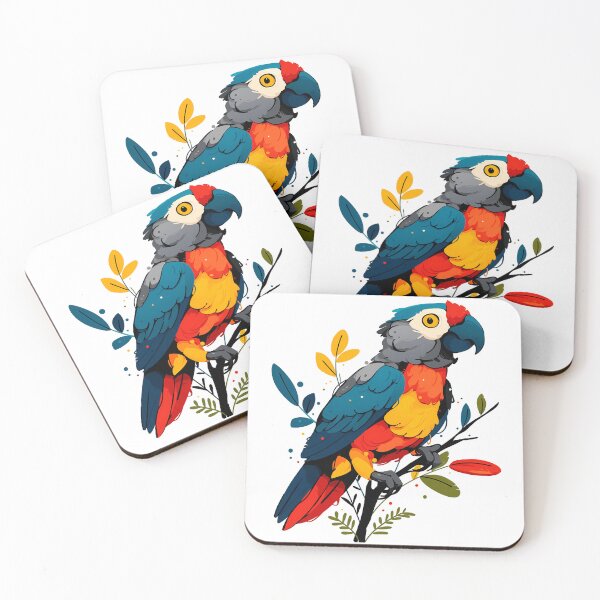 Item preview, Colorful Macaw Parrot on Branch - Vibrant Tropical Bird Art Print designed and sold by DesignArtist.ia.