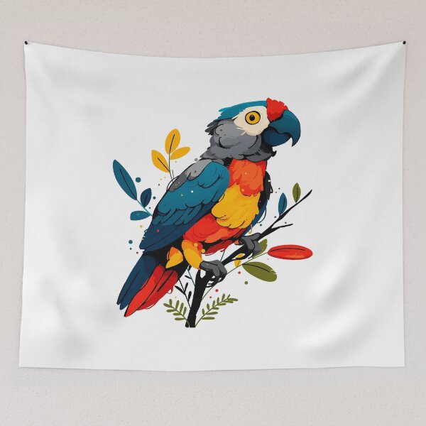 Item preview, Colorful Macaw Parrot on Branch - Vibrant Tropical Bird Art Print designed and sold by DesignArtist.ia.