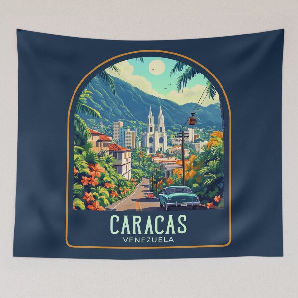 Item preview, Caracas Vintage Travel Illustration designed and sold by HomeLivingCo.
