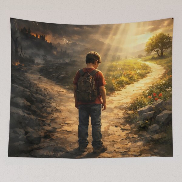 Item preview, Light vs Darkness Path Poster – Spiritual Journey Wall Art, Faith Choice, Christian Inspirational  designed and sold by stylishdzign.