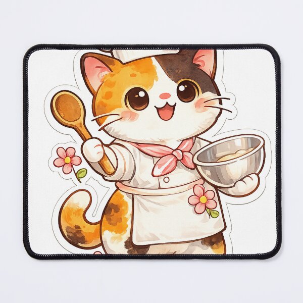 Item preview, Kawaii Pastry Chef Cat Sticker designed and sold by Pulevert.