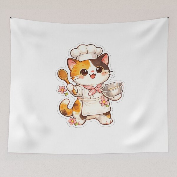 Item preview, Kawaii Pastry Chef Cat Sticker designed and sold by Pulevert.