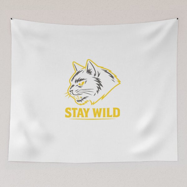 Item preview, Stay Wild Cat T-Shirt – Yellow Wild Cat Graphic Tee designed and sold by IrynaLineArt.
