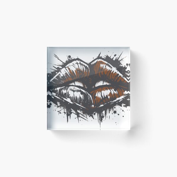 Item preview, A fragmented grunge interpretation of kissing lips. The rough brush textures create a bold modern street graphic. designed and sold by Dejbar.