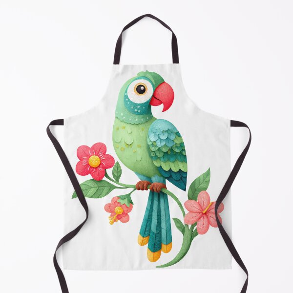Item preview, Cute Green Parrot Hibiscus - Vibrant Tropical Bird Art Print designed and sold by DesignArtist.ia.