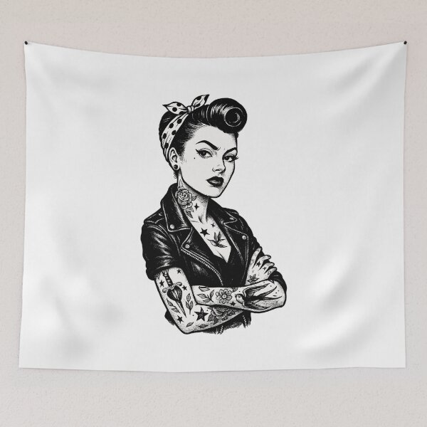 Item preview, Rockabilly Pin-Up: 50s Outlaw Girl with Tattoos designed and sold by Pineapple-Tree.