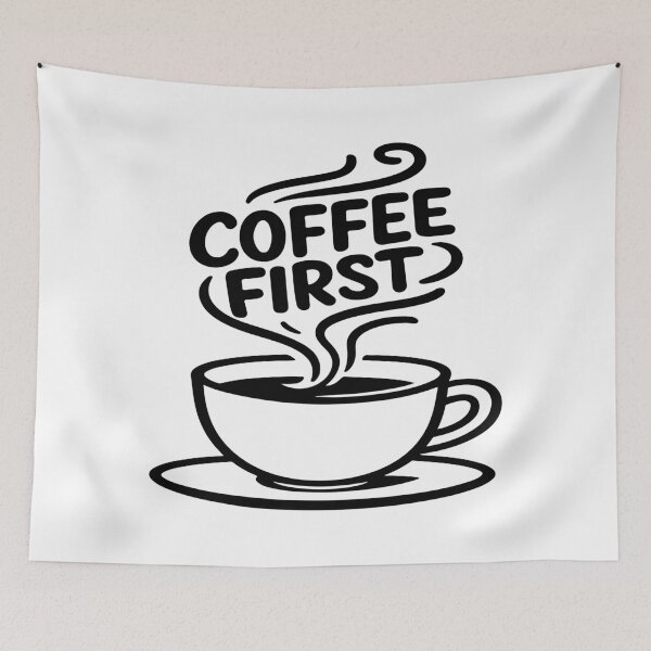 Item preview, Coffee First Minimalist Coffee Cup T-Shirt – Modern Line Art Coffee Lover Graphic Tee, Simple Steam Typography Design, Barista & Caffeine Addict Streetwear Shirt designed and sold by ArtZone1987.