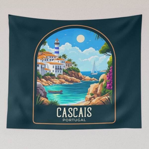 Item preview, Cascais Vintage Travel Illustration designed and sold by HomeLivingCo.