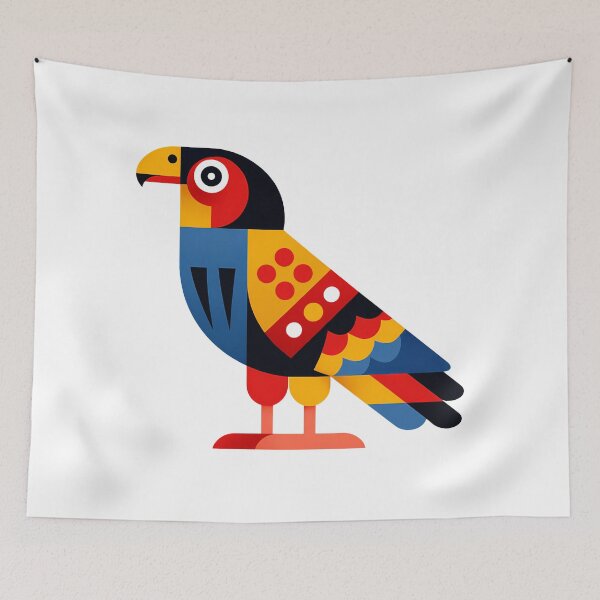 Item preview, Geometric Colorful Parrot - Bold Modern Folk Bird Art Print designed and sold by DesignArtist.ia.