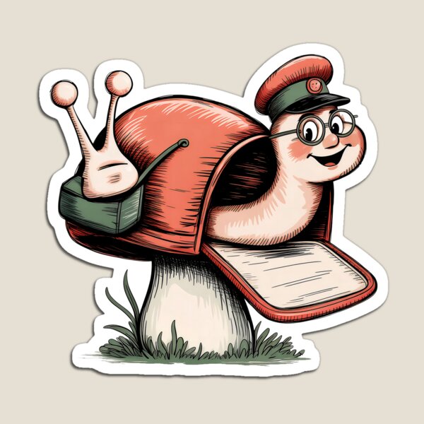 Item preview, Postman Snail on Mushroom Mailbox - Whimsical Hand-Drawn Clip Art designed and sold by Pro AguiZoul Art.