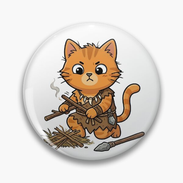 Item preview, Prehistoric Orange Cat Making Fire designed and sold by VisioraCreative.
