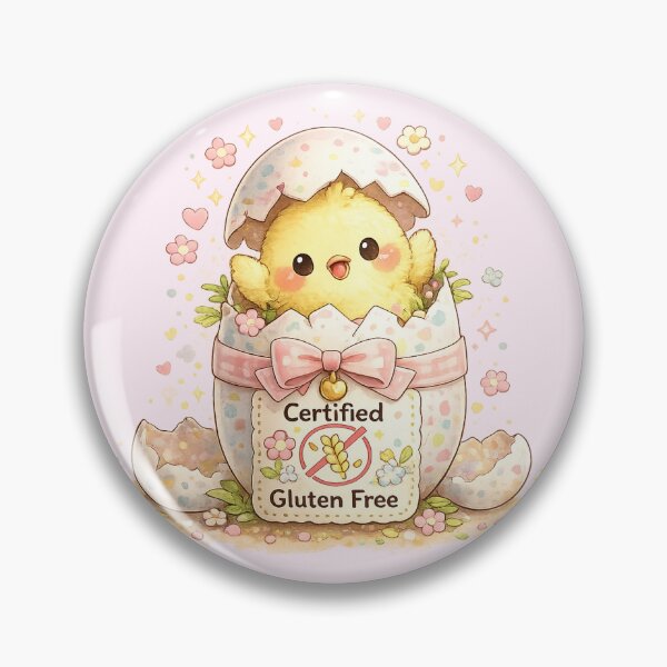 Item preview, Certified Gluten Free Easter Chick Design – Crossed Wheat Warning Sign – Cute Pastel Chick Hatching Egg Coeliac designed and sold by My Gluten Free Life UK.