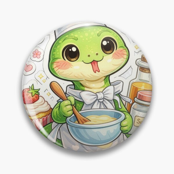 Item preview, Kawaii Chef Snake Sticker – Cute Cooking Snake with Flowers designed and sold by Pulevert.