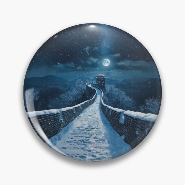 Artikelvorschau, Große Mauer, Nacht, Mond, Schnee entworfen und verkauft von JenkoStudios.