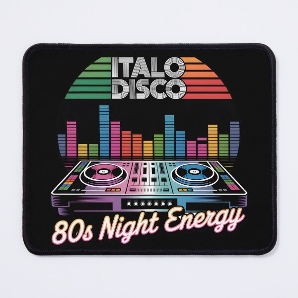 Item preview, Italo Disco 80s Night Energy – Retro DJ Turntable Synthwave Party Design designed and sold by ArcticFoxStudio.