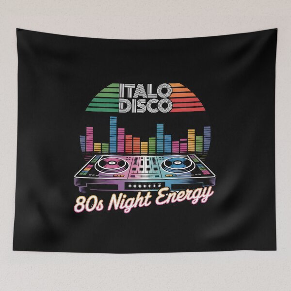 Item preview, Italo Disco 80s Night Energy – Retro DJ Turntable Synthwave Party Design designed and sold by ArcticFoxStudio.