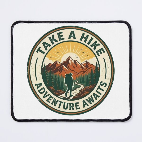 Item preview, Take a Hike Adventure Awaits | Vintage Hiking Mountain Badge designed and sold by CH-4TEE.