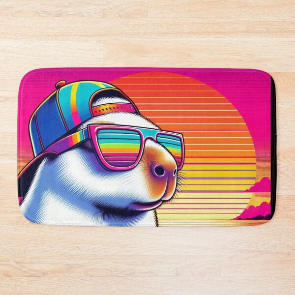 Item preview, Synthwave Capybara – Neon Sunset Vibes designed and sold by Dogandesighn.